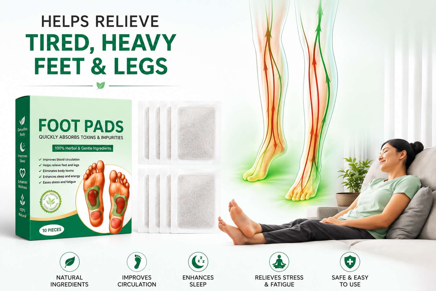 Ayurvedic Herbal Foot Patches ( BUY 10 PACK & GET 10 FREE )