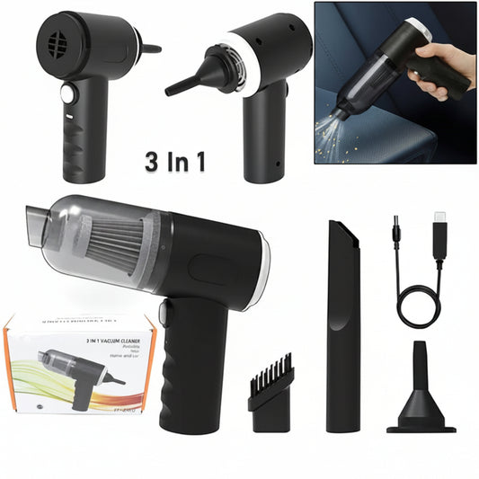 7394 3 In 1 Car Mini Vacuum Cleaner With Blower Wireless Portable Rechargeable Handheld High Power Suction Vacuum Cleaning Machine For Home Car Computer Keyboard Cordless Air Blowing Dusting